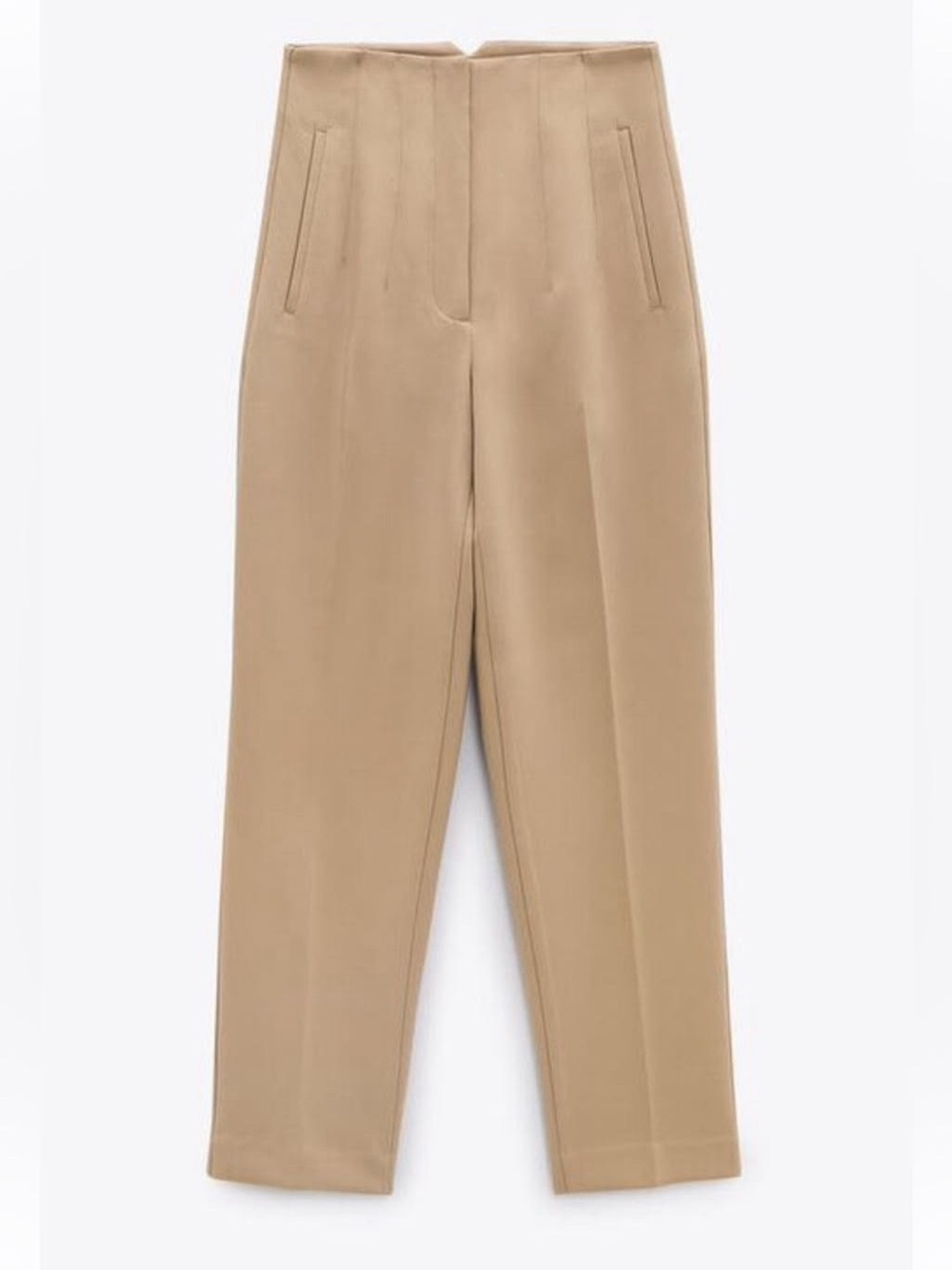 Zara High-Waisted Pants in Camel Beige Tailored Trousers